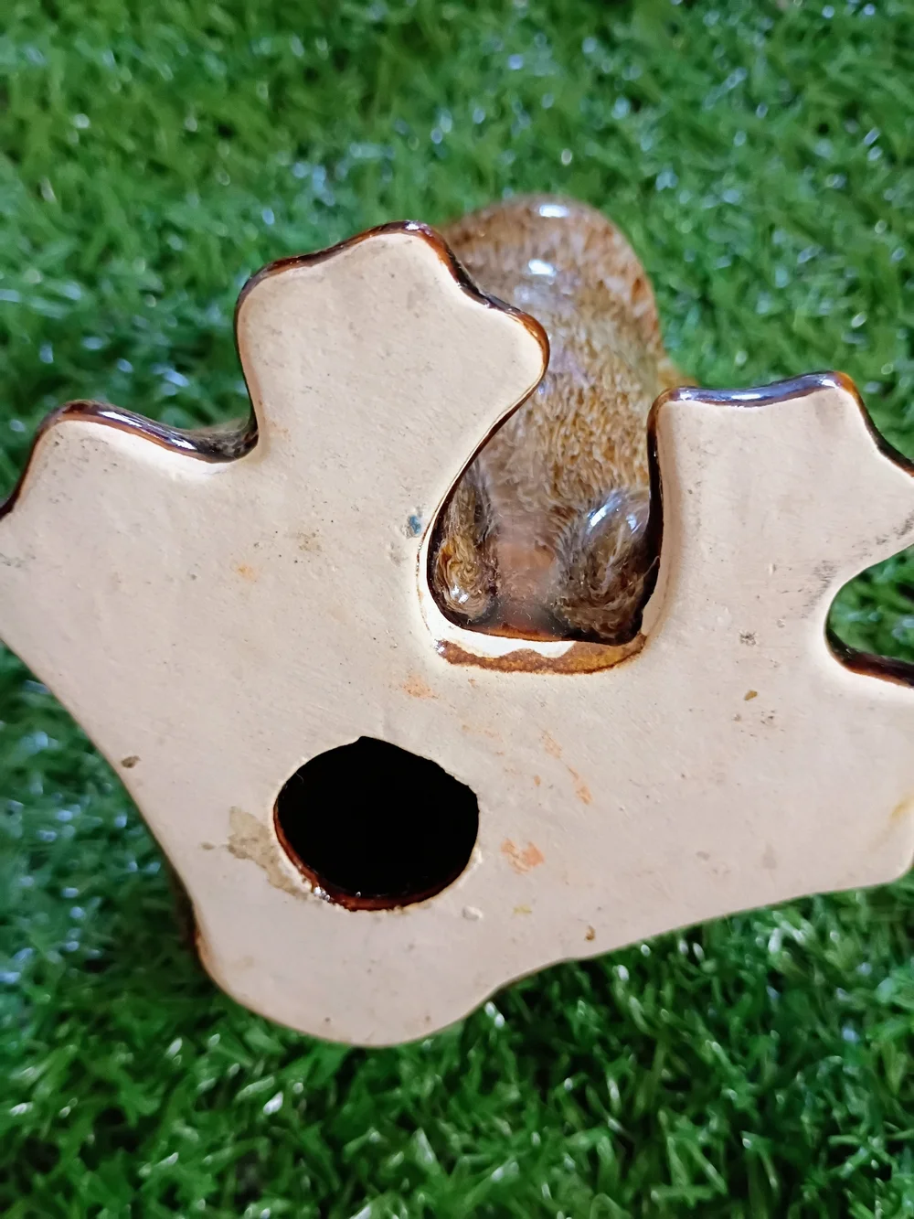 Vintage Ceramic Frog Figurine in Brown and Tan